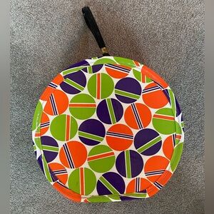Colorful Round Vintage Hat Box with Geometric Pattern